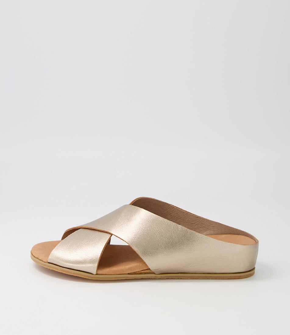 Harli Champagne Leather Slides Harli Champagne Leather Slides