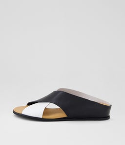 Harli White Black Leather Sandals Harli White Black Leather Sandals