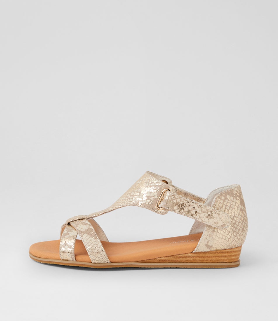 Hayzel Ivory Gold Snake Leather Sandals Hayzel Ivory Gold Snake Leather Sandals