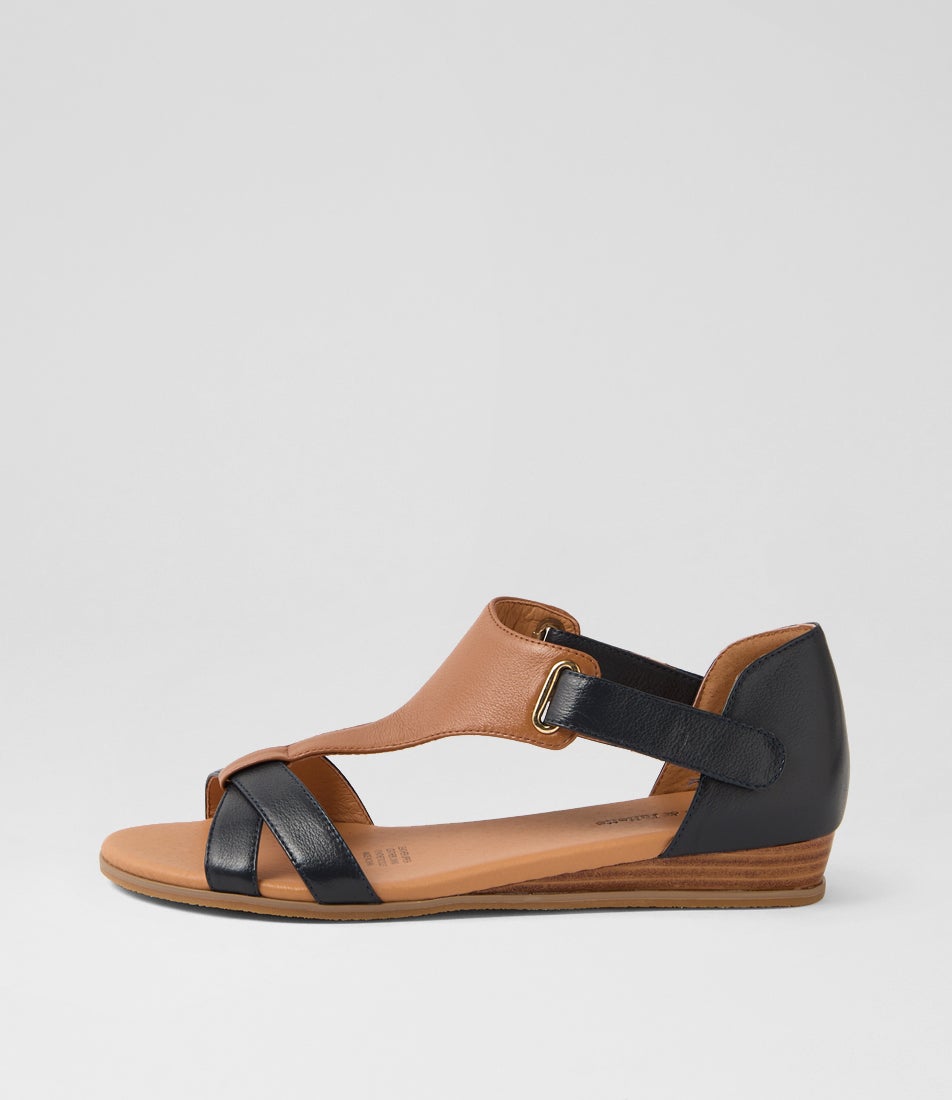Hayzel Navy Tan Leather Sandals