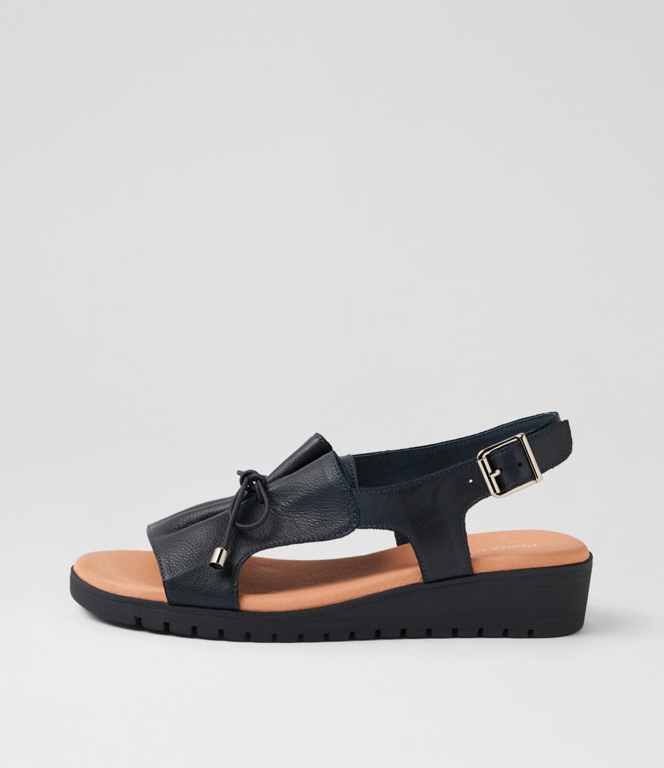 Malika Navy Leather Sandals Malika Navy Leather Sandals