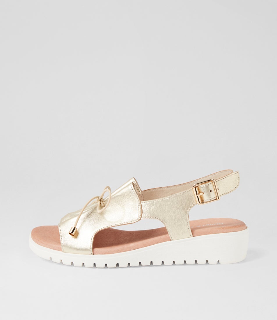 Malika Pale Gold White Leather Sandals Malika Pale Gold White Leather Sandals