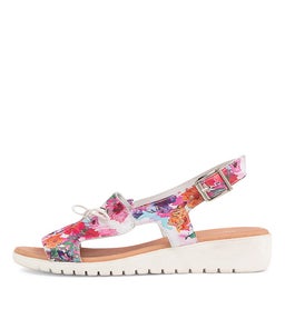 MALIKA DJ POPPY PRINT WHITE SOLE LEATHER