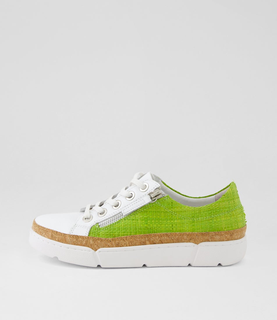 Torry White Lime Leather Lace Up Flats Torry White Lime Leather Lace Up Flats