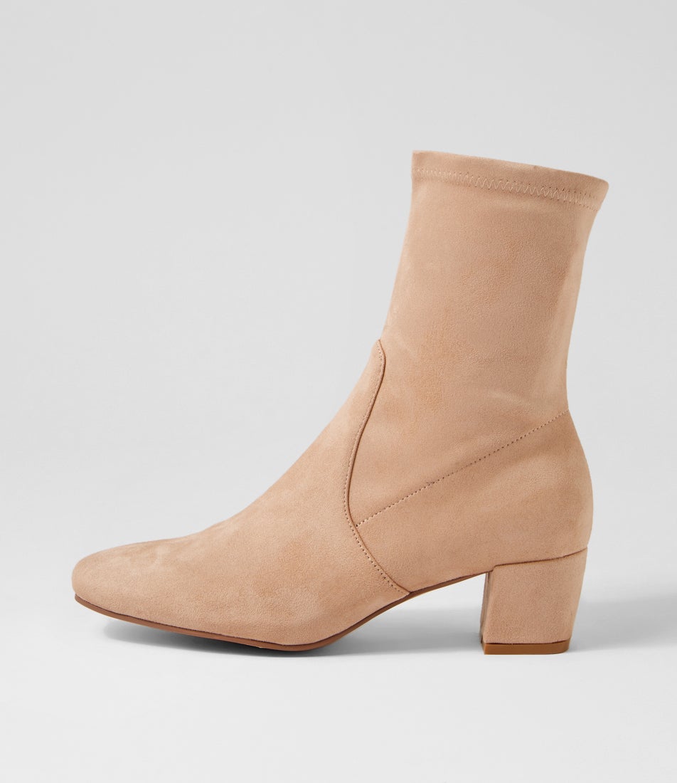 Hartful Latte Stretch Microsuede Ankle Boots