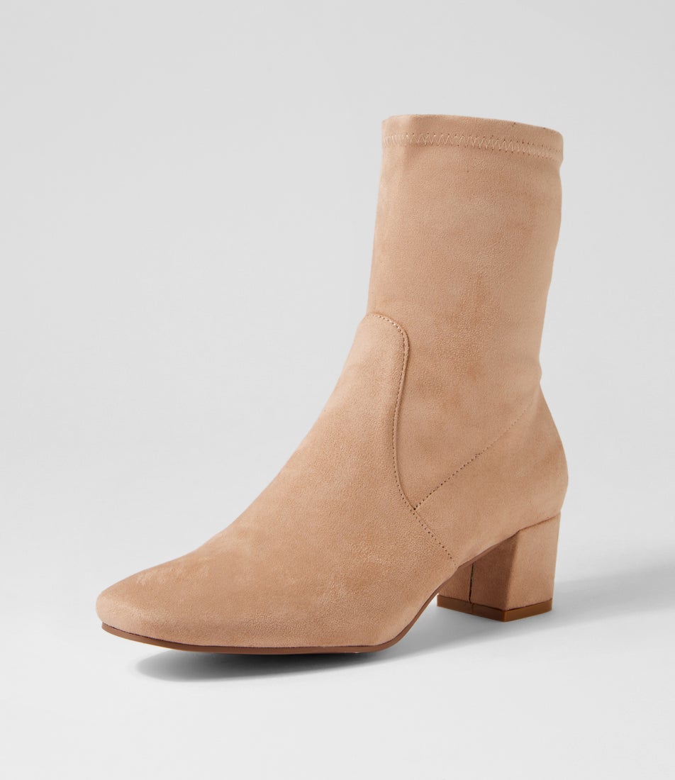 Hartful Latte Stretch Microsuede Ankle Boots