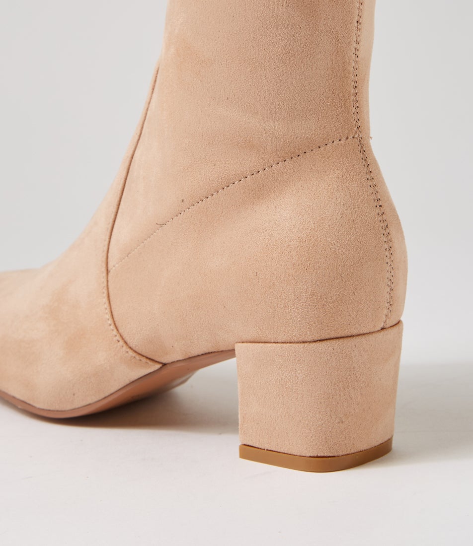 Hartful Latte Stretch Microsuede Ankle Boots
