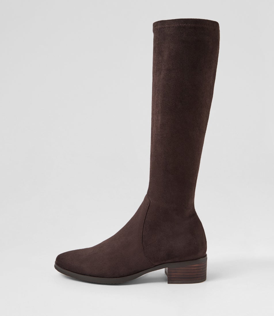 Timothie Choc Stretch Microsuede Knee High Boots Timothie Choc Stretch Microsuede Knee High Boots