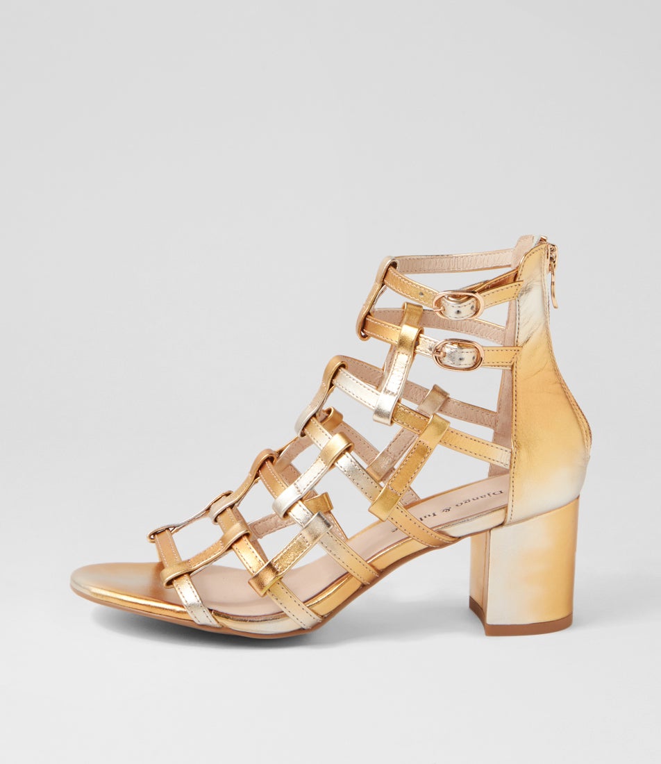 Ebbie Gold Mix Leather Sandals