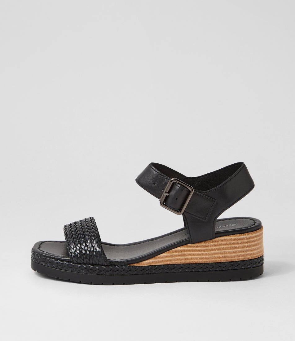 Imari Black Weave Leather Sandals