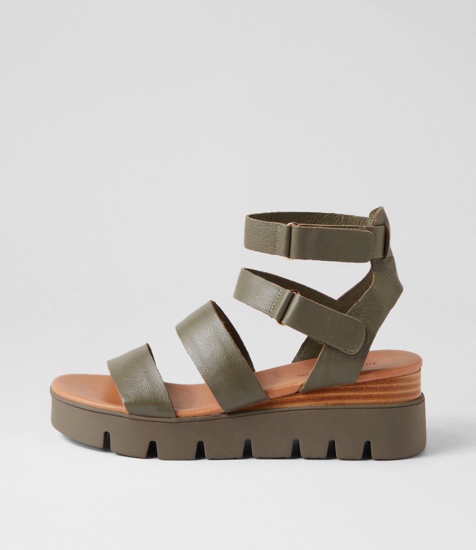 Rhean Olive Leather Sandals Rhean Olive Leather Sandals