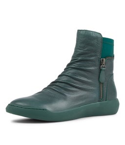 KIMMSY DJ DK EMERALD GREEN LEATHER STRETCH FABRIC