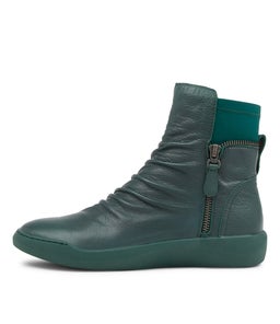 KIMMSY DJ DK EMERALD GREEN LEATHER STRETCH FABRIC