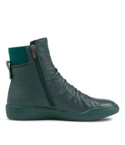 KIMMSY DJ DK EMERALD GREEN LEATHER STRETCH FABRIC