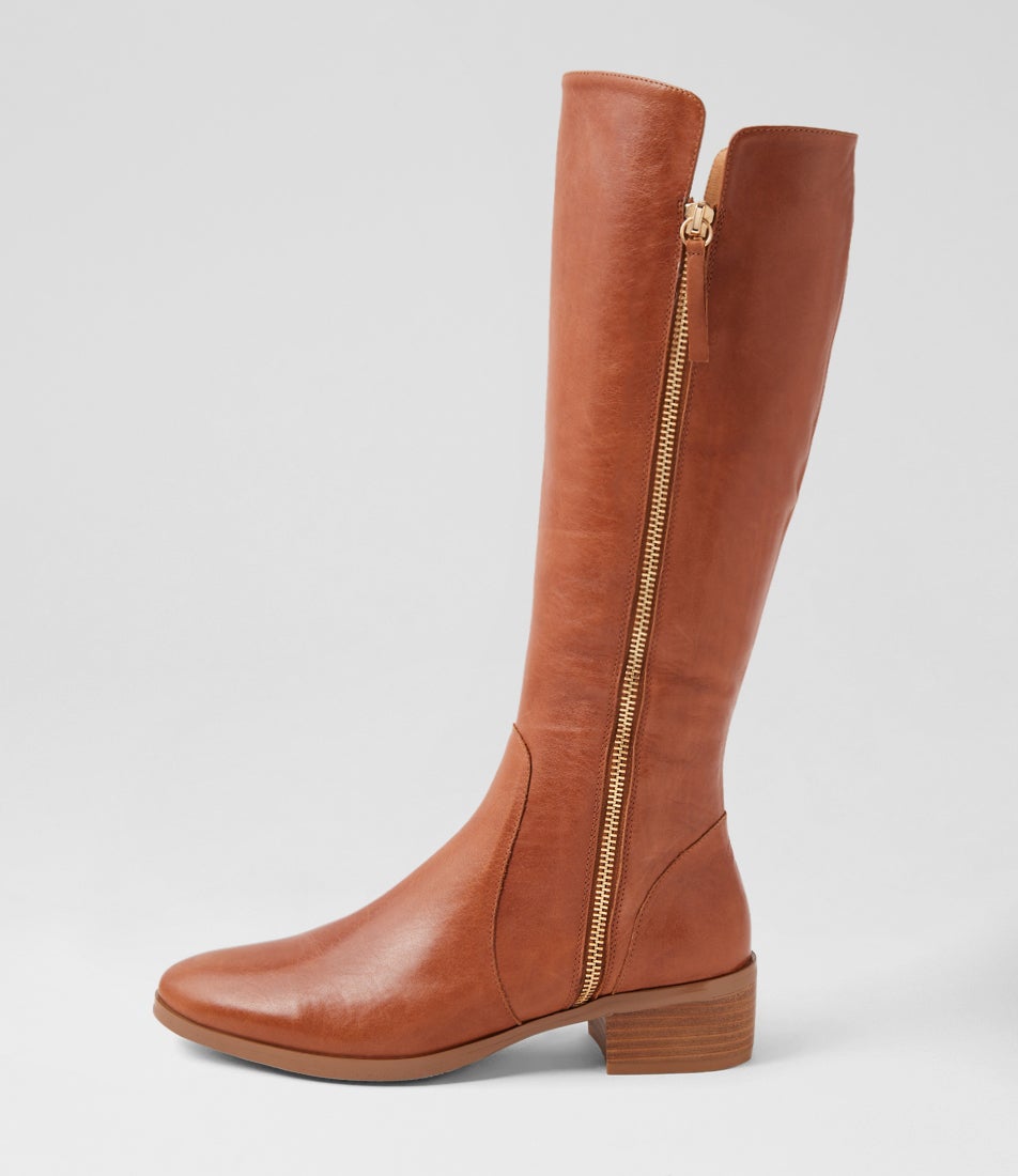 Tierney Dark Rum Leather Knee High Boots