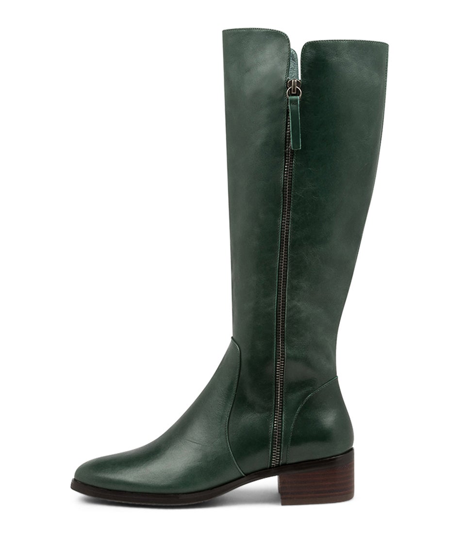Tierney Dark Emerald Leather Knee High Boots