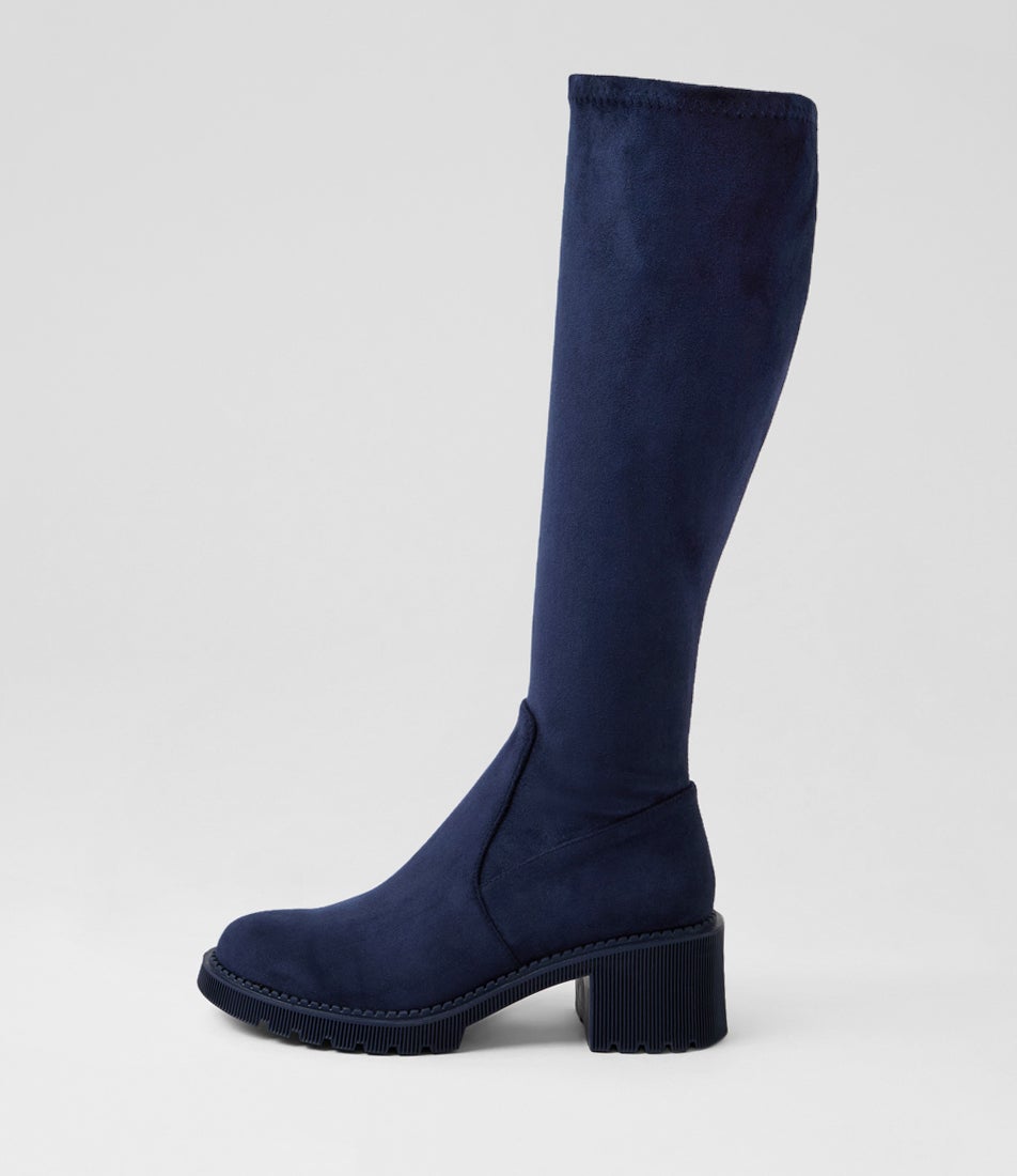 Zina Navy Microsuede Knee High Boots Zina Navy Microsuede Knee High Boots