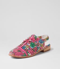 ADDY DJ WHITE FLOWERMANIA HOT PINK LEATHER