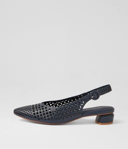 Fabbi Navy Leather Flat Shoes Fabbi Navy Leather Flat Shoes