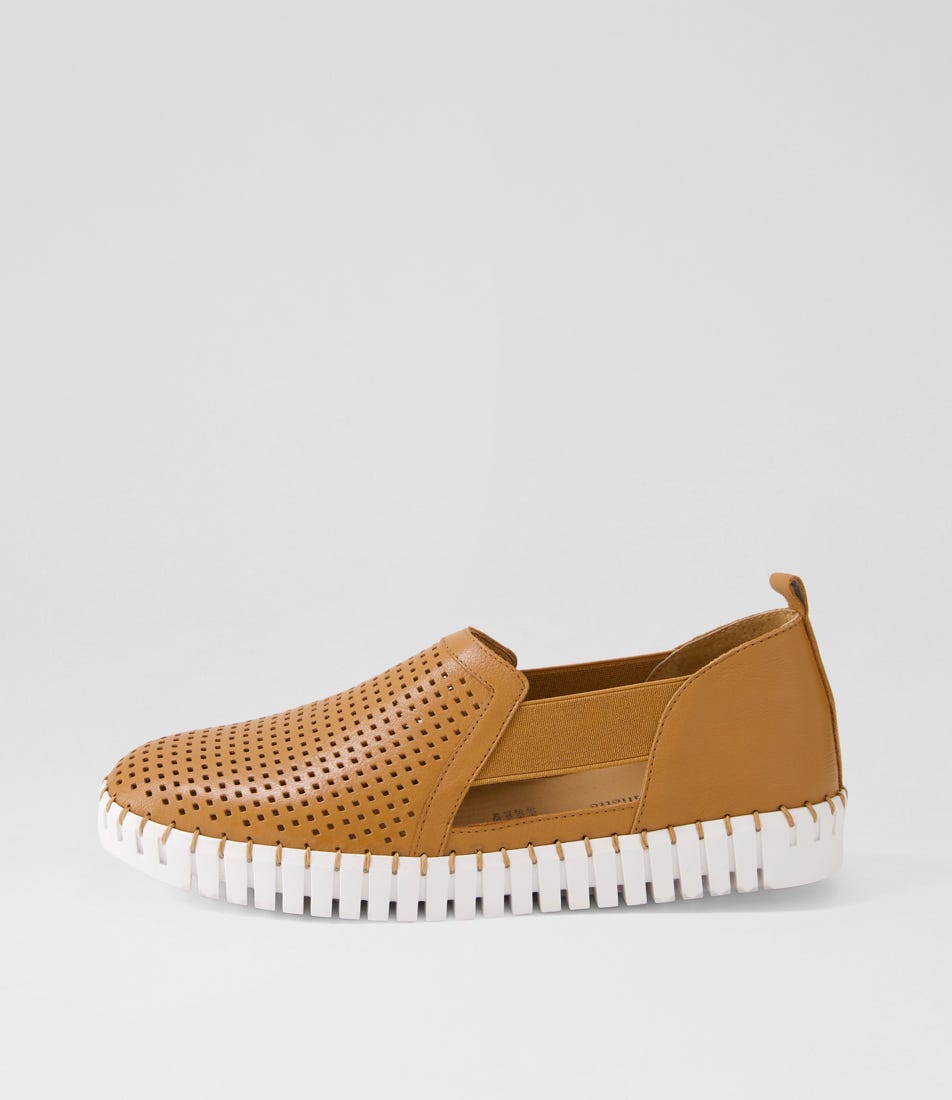 Habiki Dark Tan White Leather Sneakers