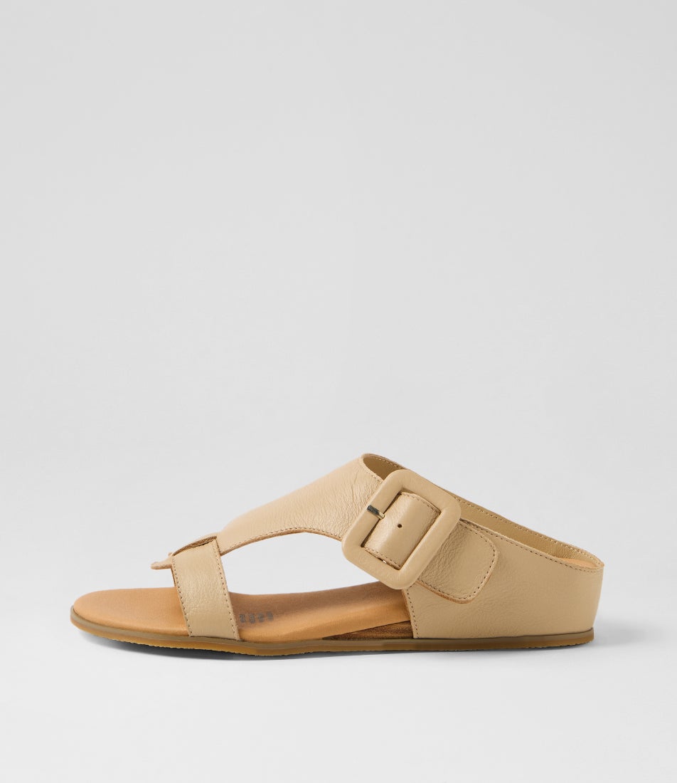 Halle Camel Leather Slides Halle Camel Leather Slides