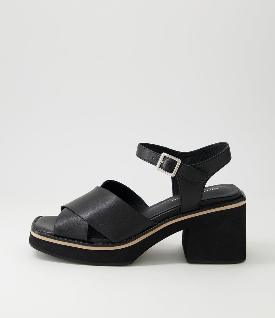 Jemi Black Leather Sandals