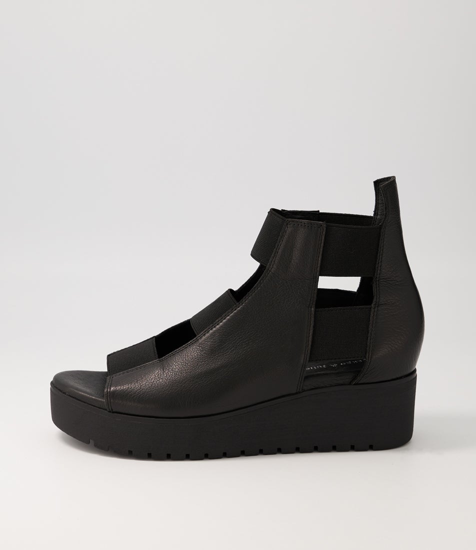 Oafish Black Leather Sandals Bs