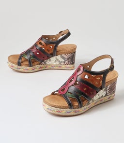 SALONI DJ NAVY FUCHSIA MULTI LEATHER