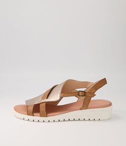 MACAELA DJL CHAMPAGNE DK TAN WHITE SOLE LEATHER
