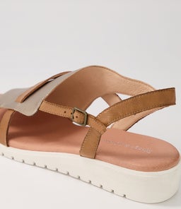 MACAELA DJL CHAMPAGNE DK TAN WHITE SOLE LEATHER
