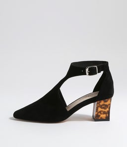 HOBARTET DJ BLACK LEOPARD HEEL SUEDE