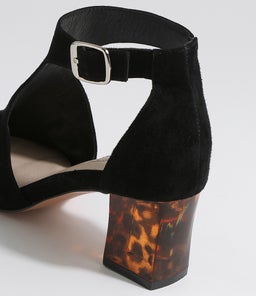 HOBARTET DJ BLACK LEOPARD HEEL SUEDE