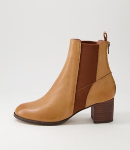 SHOKO DJ NEW TAN CHOC HEEL LEATHER