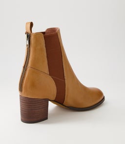 SHOKO DJ NEW TAN CHOC HEEL LEATHER