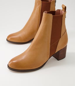 SHOKO DJ NEW TAN CHOC HEEL LEATHER