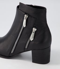 SLAINE DJ BLACK BLACK HEEL LEATHER