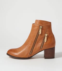 SLAINE DJ NEW TAN CHOC HEEL LEATHER