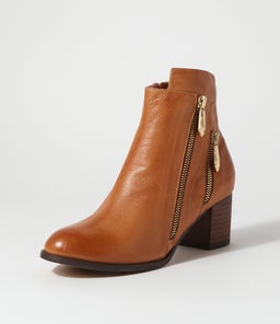 SLAINE DJ NEW TAN CHOC HEEL LEATHER