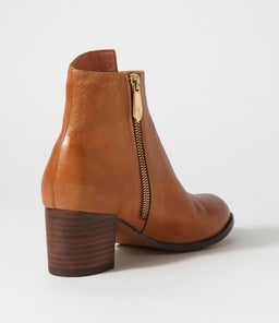 SLAINE DJ NEW TAN CHOC HEEL LEATHER