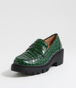 UNICE DJ EMERALD BLACK SOLE PATENT CROC LEATHER