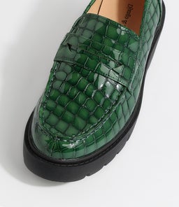 UNICE DJ EMERALD BLACK SOLE PATENT CROC LEATHER