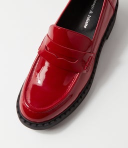 XAVIDE DJ DK RED BLACK SOLE PATENT LEATHER
