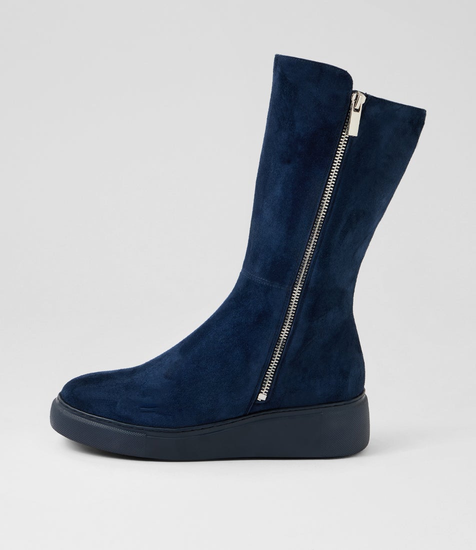 Yogue Navy Suede Calf Boots Yogue Navy Suede Calf Boots