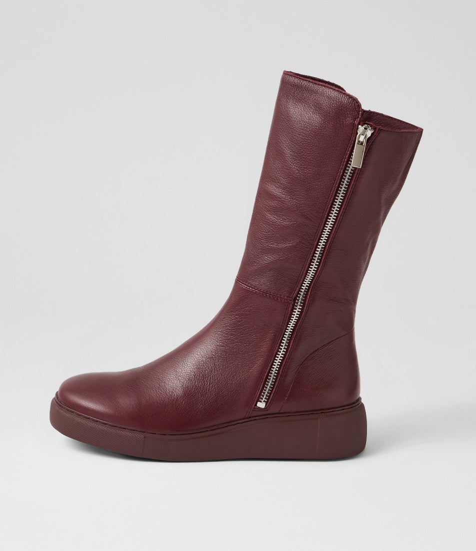 Yogue Burgundy Leather Calf Boots Yogue Burgundy Leather Calf Boots