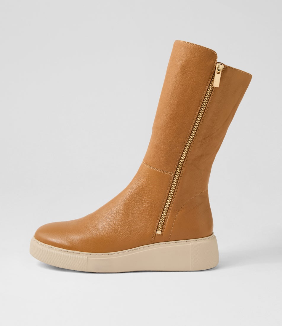 Yogue Dark Tan Vanilla Leather Calf Boots Yogue Dark Tan Vanilla Leather Calf Boots