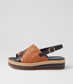 AMES DJ NAVY DK TAN LEATHER