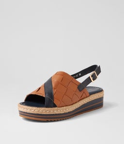AMES DJ NAVY DK TAN LEATHER