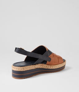 AMES DJ NAVY DK TAN LEATHER