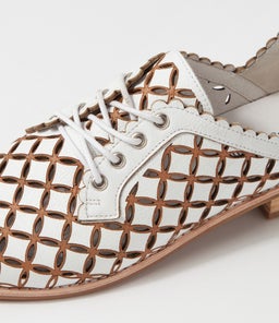 ALLOSIER DJ WHITE TAN LEATHER