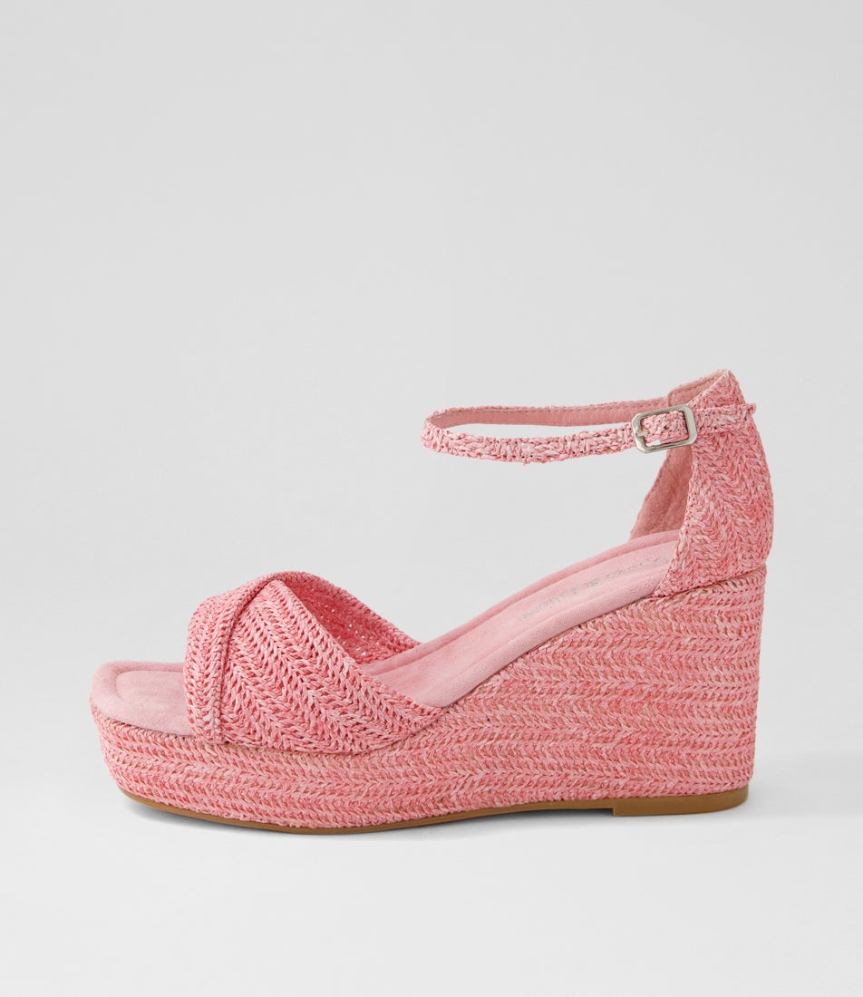 Cotton Pink Synthetic Raffia Sandals
